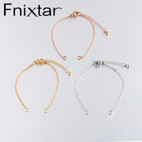 Fnixtar-20 Uds. De Cadenas de Metal para fabricación de pulseras, 14 + 4cm, suministros de Cadenas de Metal, 1,5mm de espesor, cadena de acero inoxidable, pulsera, joyería ► Foto 1/6