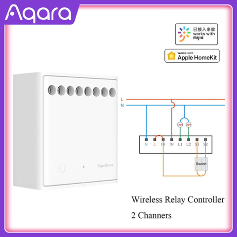 Original Mijia Aqara dos-control de vía para Relé inalámbrico controlador 2 canales para Mijia APP y kit de casa ► Foto 1/3