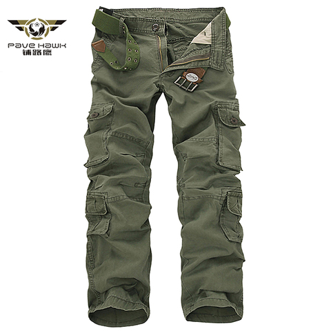 Pantalones Cargo de camuflaje para hombre, pantalón largo, holgado, informal, con múltiples bolsillos, pantalones militares masculinos, para correr por la calle, de talla grande 44 ► Foto 1/6