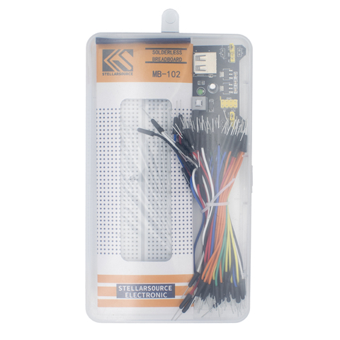 Módulo de placa de pruebas de potencia MB102 de 3,3 V/5V + MB-102, kit de prototipo sin soldadura de 830 puntos, kit de placa de pruebas + 65 cables flexibles de puente ► Foto 1/6