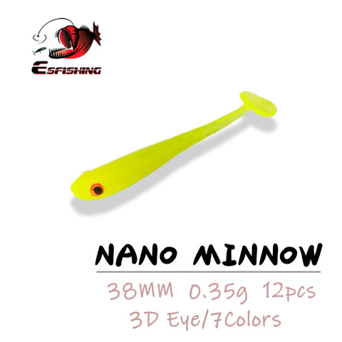 ESFISHING profesional Señuelos de Pesca Nano Minnow 38mm 12mm Uds falso señuelo suave cebo artificial ISCA cebos barato abordar de silicona ► Foto 1/6