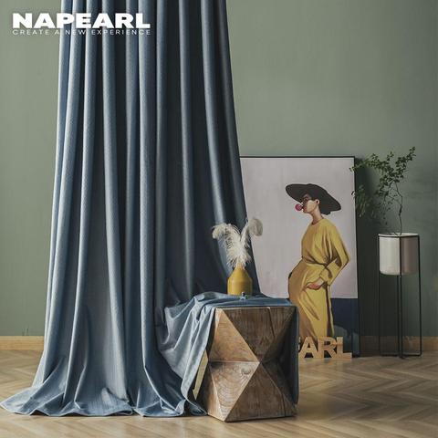 NAPEARL-cortinas opacas para dormitorio, puerta de bambú, sala de estar, tratamientos de ventana modernos de lujo, cortinas cortas y elegantes ► Foto 1/6