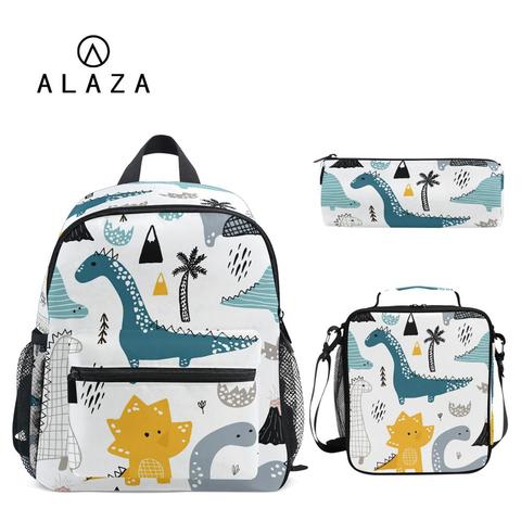 ALAZA 3 unids/set pequeño jardín Mochila de los niños de la escuela de los niños estampado de dinosaurio Mochila bebé niño bolsa Mochila ► Foto 1/6