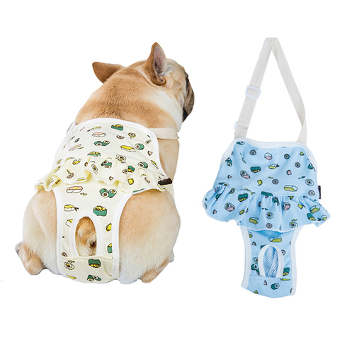 Pantalones fisiológicos para perro y mujer, pantalones cortos de algodón con estampado de dibujos animados para perro Bulldog francés, ropa interior de Pug, calzoncillos Corgi, productos para mascotas ► Foto 1/6