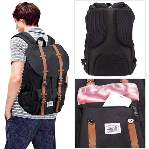 KAUKKO 2 unids/set Venta caliente nuevo estilo mochila con fanny pack para la escuela de la Universidad de trabajo viajar con compartimento para el portátil y un ► Foto 1/6