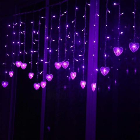 Romántico LED corazón guirnalda de luces de carámbanos cortina luces de hadas guirnalda de luces para el hogar fiesta de Navidad Garland decoración de vacaciones ► Foto 1/5