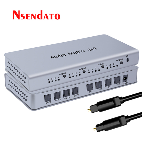 Conmutador de matriz de Audio 4x4, separador de interruptores SPDIF /TOSLINK, Audio óptico Digital, Selector de matriz real, Control remoto ► Foto 1/6