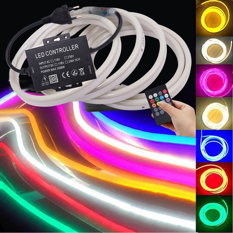 Tira de luz Led neón RGB con Control remoto por Bluetooth, 220V, 110V, Flexible, 2835, 5050, 120LED, impermeable ► Foto 1/6