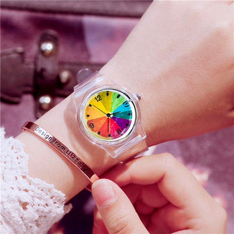 Reloj transparente del Reloj de las mujeres casuales de deporte de pulsera de cuarzo cristal relojes de dibujos animados Reloj de Mujer 2022 ► Foto 1/6