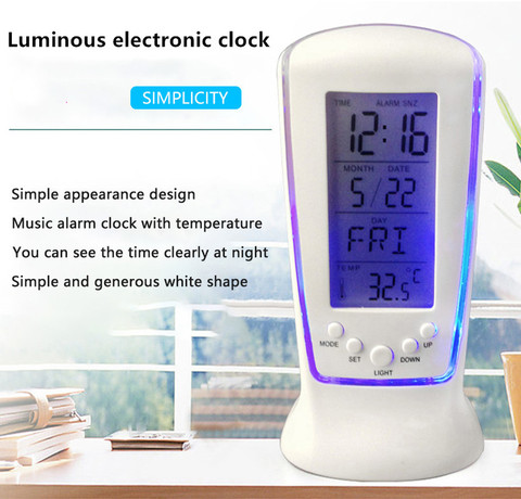 Calendario Digital de temperatura, alarma Digital LED, reloj con luz trasera azul, Calendario Electrónico, termómetro, reloj Led con tiempo ► Foto 1/6