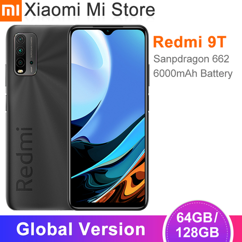 Versión Global Xiaomi Redmi 9T Smartphone 4GB RAM 64GB / 128GB ROM Snapdragon 662 48MP cámara trasera 6000mAh batería de la batería Bluetooth 5,0 ► Foto 1/6
