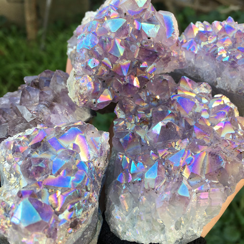 Hermoso arco iris Ángel aura loco amatista grupos natural de cuarzo de cristal en bruto lealing piedra para niños regalos ► Foto 1/6