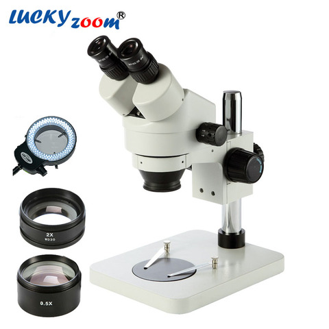 Lucky Zoom Brand 3.5X-90X Table Pillar Stand Zoom Magnification Binocular Stereo Microscope inspect PCB microscope+144LED ► Foto 1/6