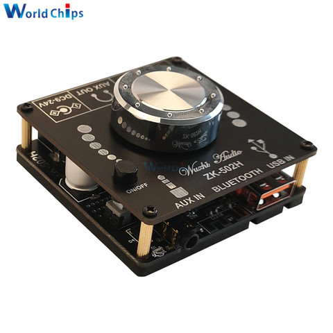 Placa amplificadora ZK-502H con Bluetooth 5,0, amplificador de potencia de Audio de 50W + 50W, canales 2,0, con Control de volumen, Jack AUX de 3,5 MM, USB para altavoz doméstico ► Foto 1/6