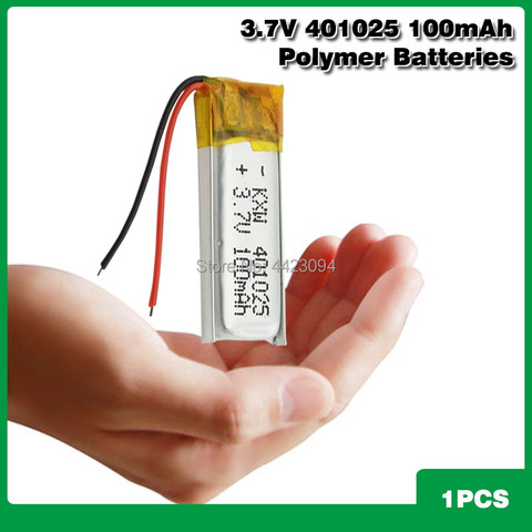 Batería recargable de polímero de litio para Mp3 PAD, 3,7 V, 100mAh, 401225, 401025, 401525 ► Foto 1/6