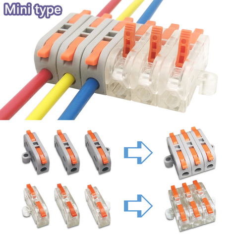 Miniconectores de Cable rápido, Conector de cableado de empalme de resorte compacto Universal, PCT-2-1M de bloque de Terminal de empuje ► Foto 1/4