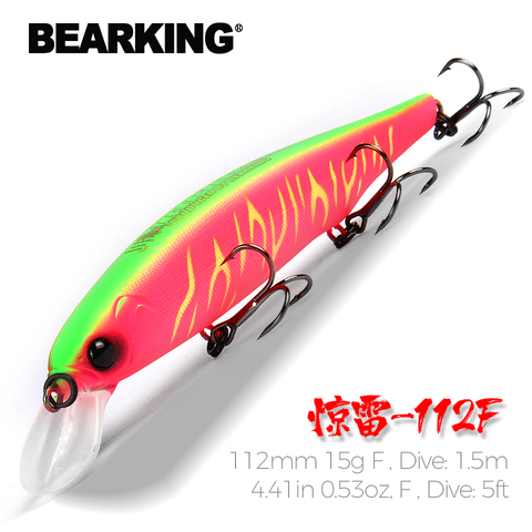 Bearking 2022 nuevo modelo 112mm 15g de peso fijo sistema Señuelos de Pesca cebo duro buceo 1,5 m de calidad wobblers minnow ► Foto 1/6