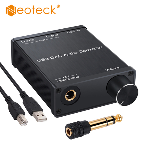 Neoteck-convertidor USB a Coaxial S/PDIF, señal Digital a analógica con amplificador de auriculares, tarjeta de sonido USB ► Foto 1/6