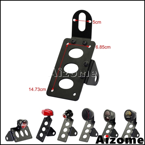 Soporte de placa de matrícula para motocicleta soporte de luz trasera de montaje lateral para Harley Cafe Racer Bobber Chopper con ejes de 3/4