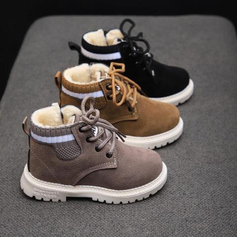 Zapatos casuales para niños, botas Martin de Otoño Invierno, zapatos para niños, botas antideslizantes de cuero de moda suaves para niñas, calzado deportivo para correr de 21 a 30 ► Foto 1/5