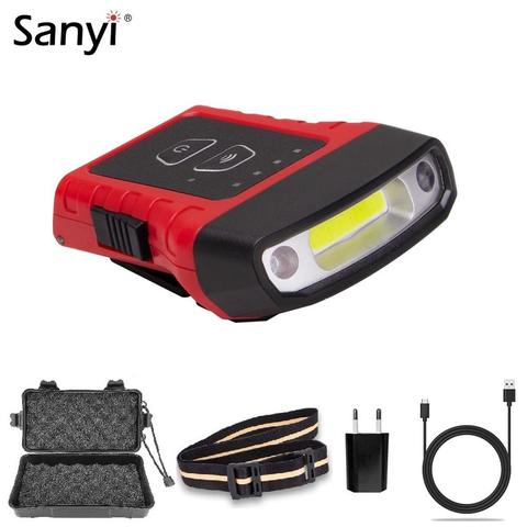 Casquillo de luz LED COB con Sensor de dedo, faro delantero, linterna, casquillo de cabeza, iluminación con Clip, lámpara de cabeza de pesca nocturna ► Foto 1/6