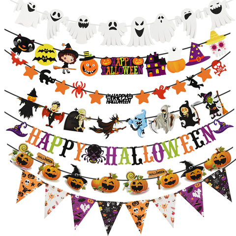 Guirnalda con banderola de feliz Halloween para niños, adorno colgante para casa de Halloween, regalo creativo, 2022 años ► Foto 1/6