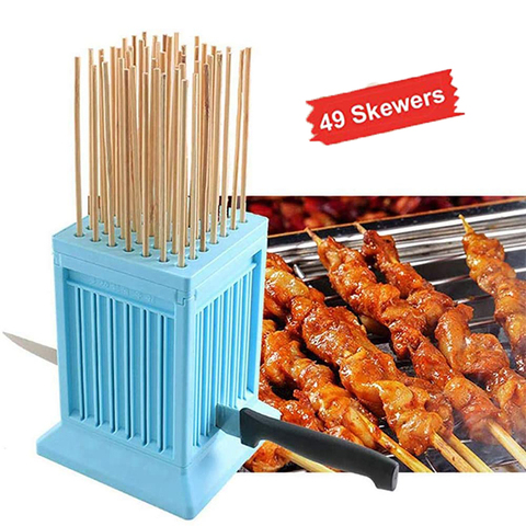 Wonderlife-brochetas para barbacoa, utensilio para hacer carne, 49 agujeros, caja para parrilla de barbacoa, comida, carne, carne ► Foto 1/1