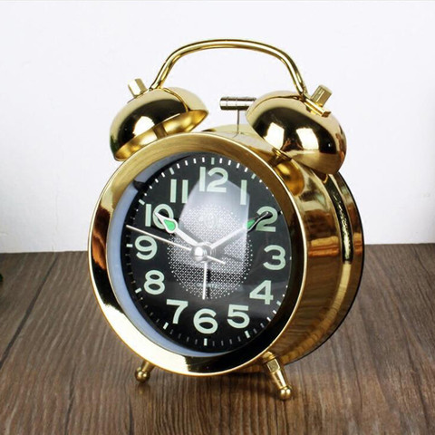Reloj despertador de Metal con gran sonido, reloj despertador con función de luz nocturna, reloj con números luminosos únicos Vintage ► Foto 1/6