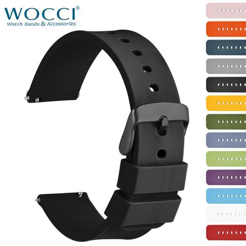 WOCCI relojes deportivos de silicona Correa hombres mujeres 24mm 22mm 20mm 18mm 14mm pulsera de reloj negro hebilla regalo de Navidad ► Foto 1/6