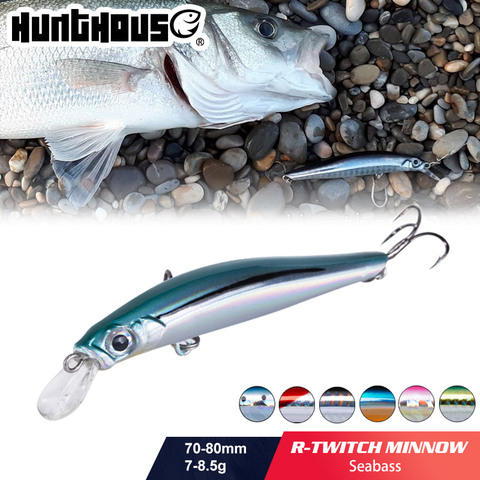 Hunthouse 828 artista minnow mar pesca señuelo cebo duro hundimiento señuelo minnow 70mm 7g 80mm 8,5g silencio para el bajo marino ► Foto 1/5