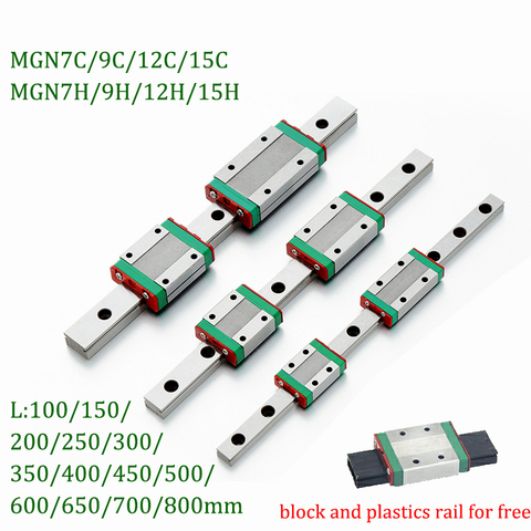 Guía lineal para impresora 3D CNC, carril de transporte miniatura, con longitudes de 100, 350, 400, 500, 600 y 800 mm, para modelos MGN7, MGN12, MGN9 y MGN15 ► Foto 1/6