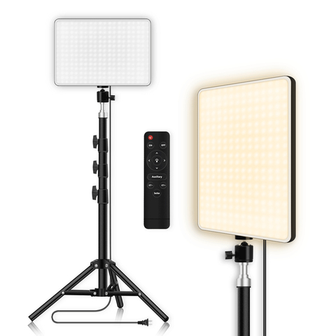 Panel de iluminación LED para selfis, lámpara de vídeo con Control remoto, 3200k-6000k, iluminación de fotografía para estudio fotográfico con trípode para en vivo ► Foto 1/6