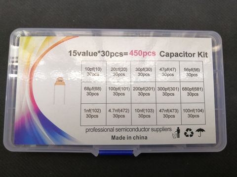 Kit de condensador monolítico 10pf ~ 100nf, 15Assort * 30 Uds., 1/4.7/10/473/100/NF 104, 102, 103, 101, 473, 101, 20/30/47/56/68/100/200/300/680/pf ► Foto 1/2