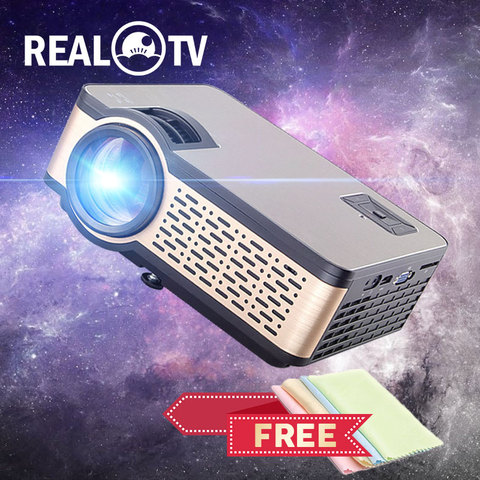 REAL TV-miniproyector W5 HD, 4000 lúmenes, Android, WIFI, Bluetooth, portátil, compatible con 1080p para teléfono inteligente, HDMI, USB, VGA, SD, con regalo ► Foto 1/6