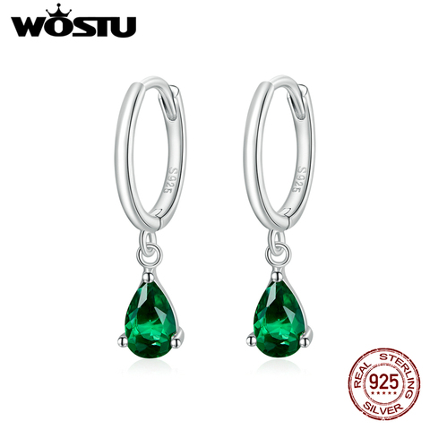 WOSTU-pendientes de gota de agua para mujer, de Plata de Ley 925, colgante de circonia cúbica brillante, joyería de lujo, el mejor regalo CQE1018 ► Foto 1/6