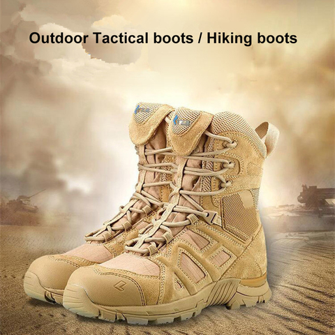 De alta calidad hombre militar táctico zapatos de senderismo al aire libre entrenamiento de caza Camping antideslizante impermeable Trekking botas 39-tamaño 45 ► Foto 1/6