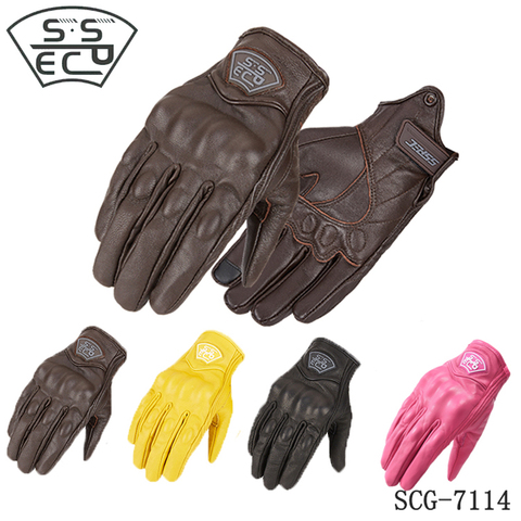 Guantes de cuero para motocicleta para mujer, manoplas de dedos completos para Moto y Motocross, con pantalla táctil, 2022 ► Foto 1/6