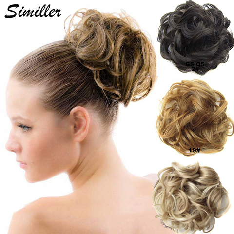 Similler moño de pelo sintético Chignon señoras de pelo de cola de caballo extensión de goma elástico rizado de la onda postizos Scrunchie de ► Foto 1/6