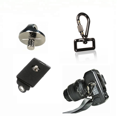 Foleto-Adaptador de conexión de tornillo de placa de gancho para cámara SLR DSLR, correa de hombro para cámara canon y nikon, 1/4