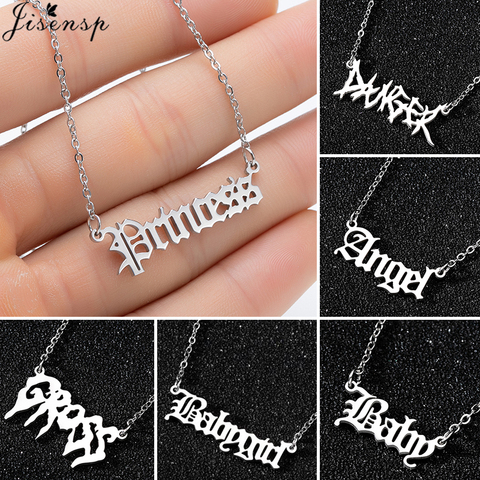 Collar de acero inoxidable Hip Hop Art Letter gótico Punk bruto babygirl Ángel Bebé princesa Príncipe colgante Harajuku collar regalo ► Foto 1/6