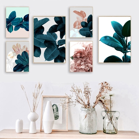 Leaf Botanical-carteles impresiones en lienzo nórdico, pintura de planta suculenta moderna, imágenes artísticas de pared para sala de estar, decoración del hogar ► Foto 1/6