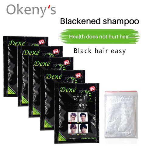 5 uds. Dexe-champú para el pelo negro, Color blanco que solo tarda 5 minutos, Color negro, 2 uds./lote, depilación gris para hombres y mujeres ► Foto 1/5