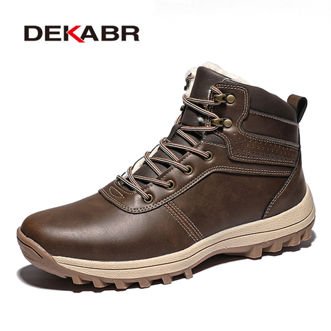 DEKABR 2022 marca invierno genuino tobillo de cuero los hombres de nieve botas de piel de felpa caliente botas informales hombre botas impermeables de alta calidad ► Foto 1/6