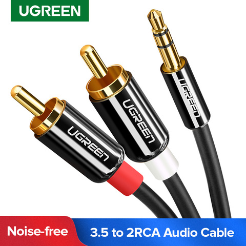 Ugreen-Cable de Audio para cine en casa, estéreo HiFi 2RCA a 3,5mm, AUX, RCA, Jack 3,5 Y, divisor para amplificadores ► Foto 1/6