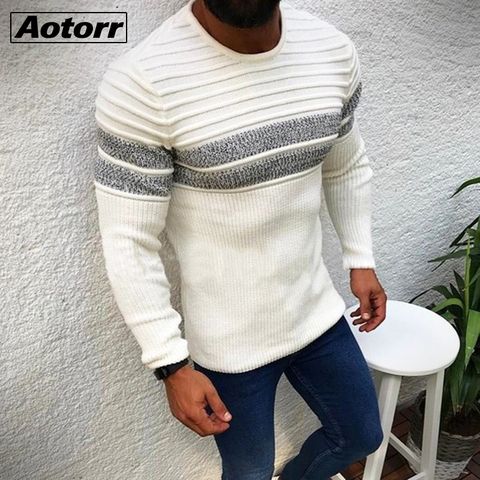 Suéteres de punto para hombre, suéteres masculinos de lana de punto de algodón de ajuste Delgado informal de moda de otoño e invierno 2022 ► Foto 1/6