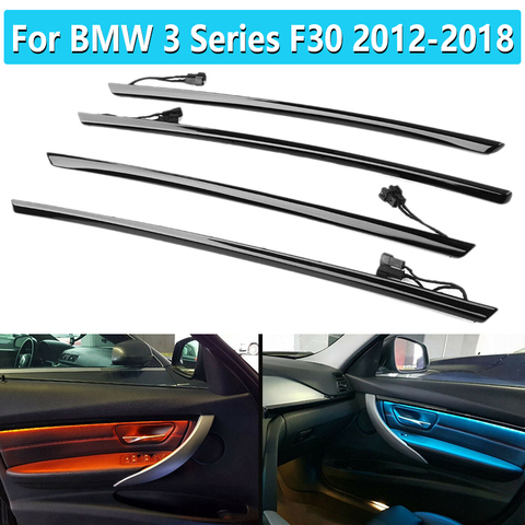 Panel de cuatro luces LED para el interior de las puertas, adorno decorativo, con colores azul y naranja, para BMW serie 3 F30 12-18 ► Foto 1/6