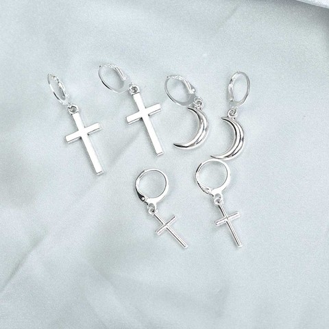 Pendientes colgantes Luna Cruz para Mujer, joyería de Metal, pendiente geométrico Pendientes para Mujer de Moda ► Foto 1/6