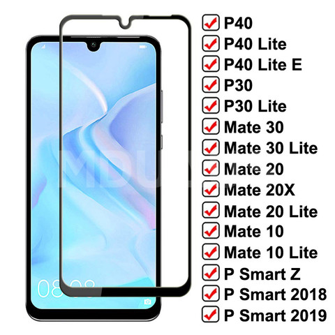 9D templado de vidrio para Huawei P40 P30 Lite P Smart Z 2022 Pantalla de Cristal Protector Huawei Mate 30 20 10 Lite 20X protectora de vidrio ► Foto 1/6