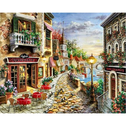 GATYZTORY-Cuadro de pintura al óleo por números, paisaje marino, láminas de manualidades con pintura por números, lienzo, pintura a mano, número, regalo ► Foto 1/6