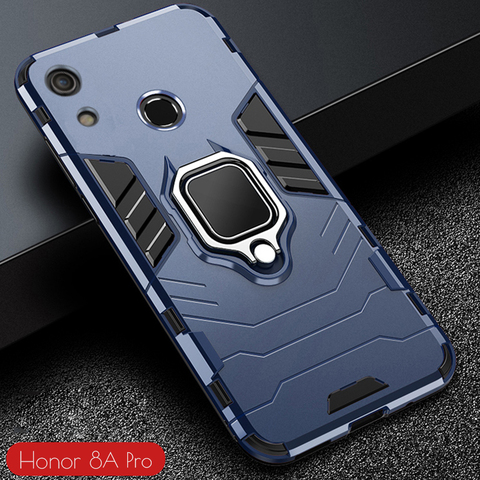 Funda armadura para teléfono móvil Honor 8A, carcasa de Metal con soporte de anillo para Huawei Y6s Y 6s 2022, a prueba de golpes, con huella dactilar ► Foto 1/6